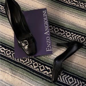 enzo angiolini black patent leather heel